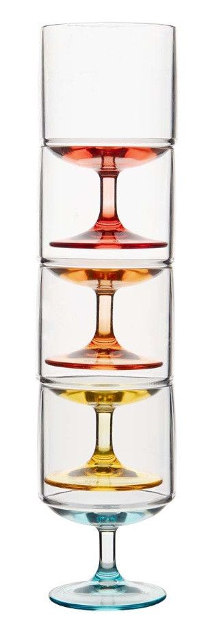 4x Verre A Vin Rainbow Col Gimex