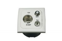 Contactdoos 12v+ant+sat Wit