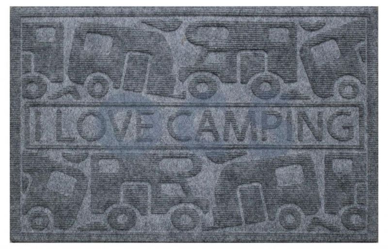Deurmat I Love Camping 61x40cm Grijs