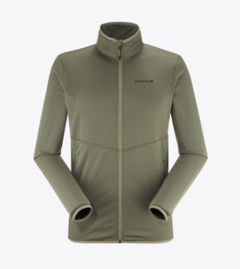 Fleece Grid F-zip L Men Kale Green