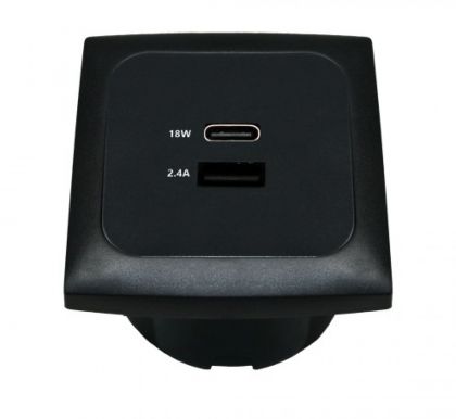 Prise Encastrable Usb A & C Noir