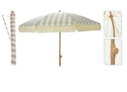 Parasol D200cm Taupe/wit