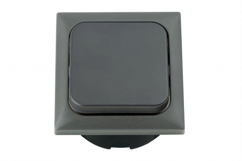 Schakelaar + Afdekraam + Doos Antraciet