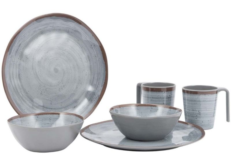 Vaisselle Halo 6-p Gris Melamine Bo-camp