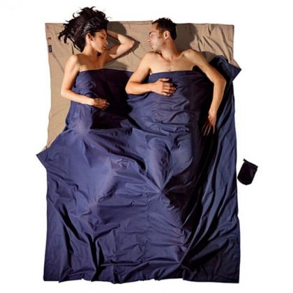 Travelsheet Double Eg.cotton Khaki/tuare