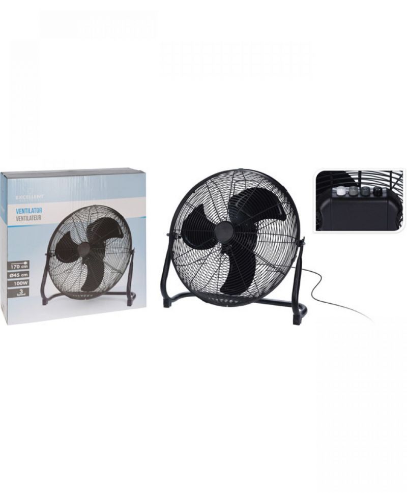 Vloerventilator 45cm Zwart