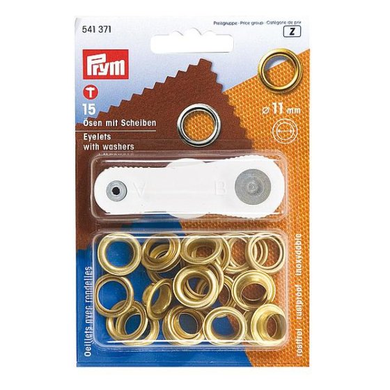 Prym sail eyelets 11 mm brass 15 pieces