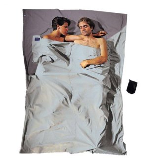 COCOON TravelSheet Double cotton sleeping bag liner 2-person grey/blue