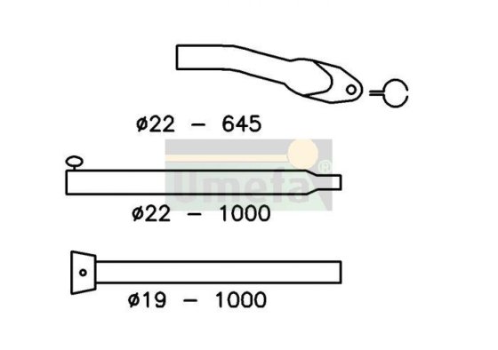 UMEFA Andrückstange Stahl 22/19 mm 170-250 cm