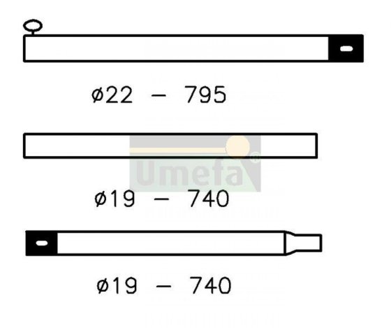Umefa aluminium ridge pole adjustable 80-215 cm 22/19 mm
