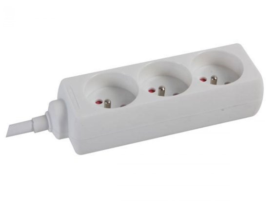 Perel 3-voudige contactdoos met penaarde 1,5 m wit