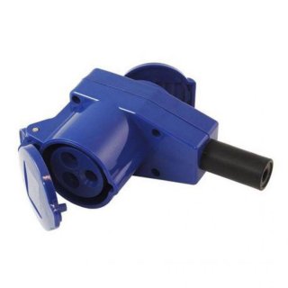 Gimeg CEE haakse contrastekker met stopcontact 16A blauw