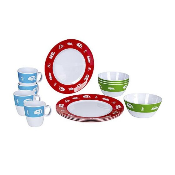 Bo-Camp Happy Camp 12-delige melamine serviesset