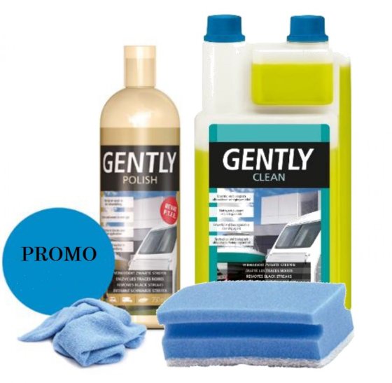 Gently Essentials cleaning kit with Clean, Polish, sponge and cloth