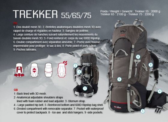 WILSA Trekker 55L trekkingsrugzak tarmac