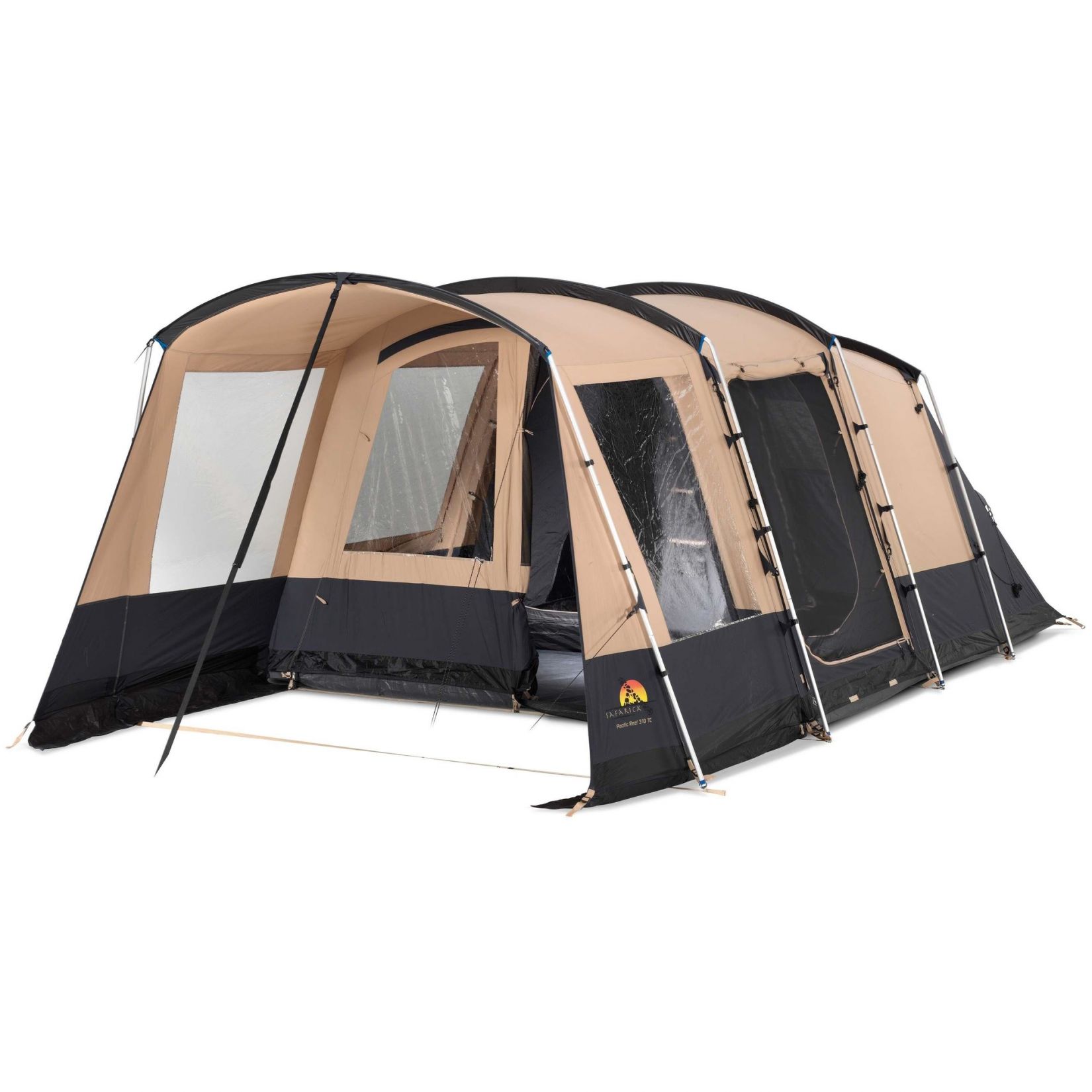 zelt 2000 CampFeuer Smart für 4 Personen | mm Wassersäule | Blau/Grau | Großes Tunnelzelt mit 3 Eingängen, Herausnehmbare Trennwand Size::Evasion S (51