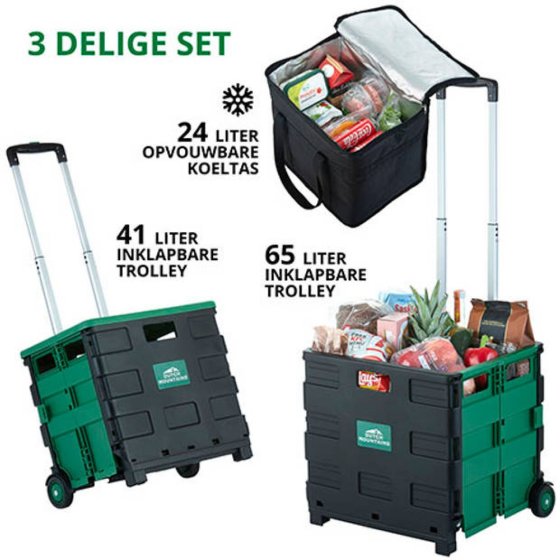 Dutch Mountains foldable crate trolley set with cool bag 3-piece