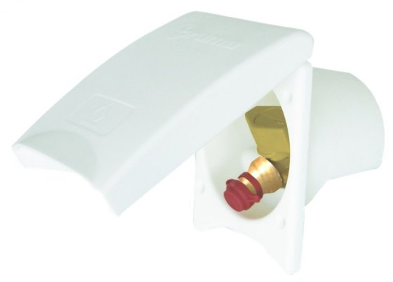 Truma external gas connection with white recessed box