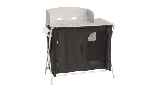 Outwell Sudbury camping cooking table with storage cabinet
