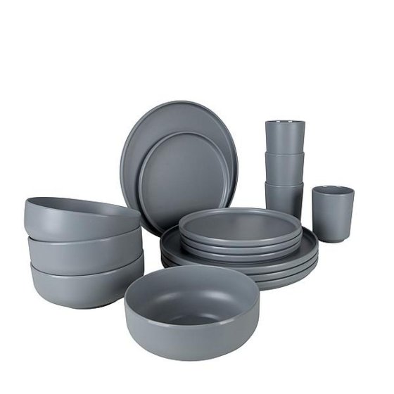 Bo-Camp Patom 16-piece melamine dinnerware set grey