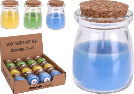 CITRONELLA KAARS IN GLAZEN POT KURK