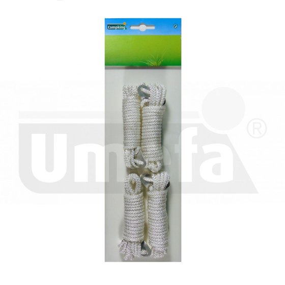 UMEFA nylon guy lines 3 m x 4 mm with 3-hole tensioners set of 4