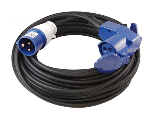 Gimeg CEE extension cable angled with socket 20 m neoprene