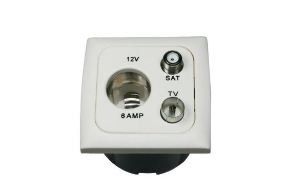 PRISE12V+ANT+SAT BLANC