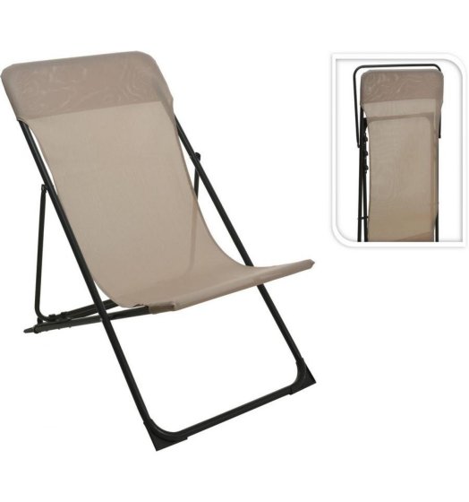 LIGSTOEL VOUWBAAR BEIGE METAAL