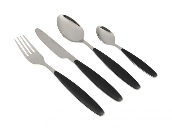 Set de couverts Gimex 16 pièces en inox noir avec manche soft touch