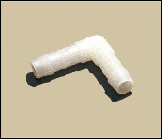 BADE angled hose connector 8/10 mm plastic white