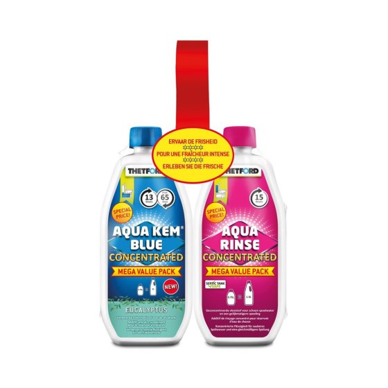 Thetford Duo Pack liquides pour toilettes Aqua Kem Blue Eucalyptus & Aqua Rinse