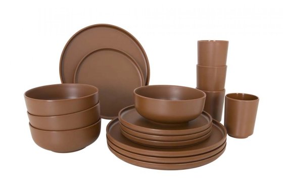 Bo-Camp Patom 16-piece melamine dinner set terra