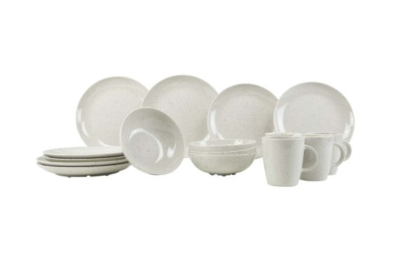Gimex Solid Line 16-piece melamine dinnerware set Granite Beige