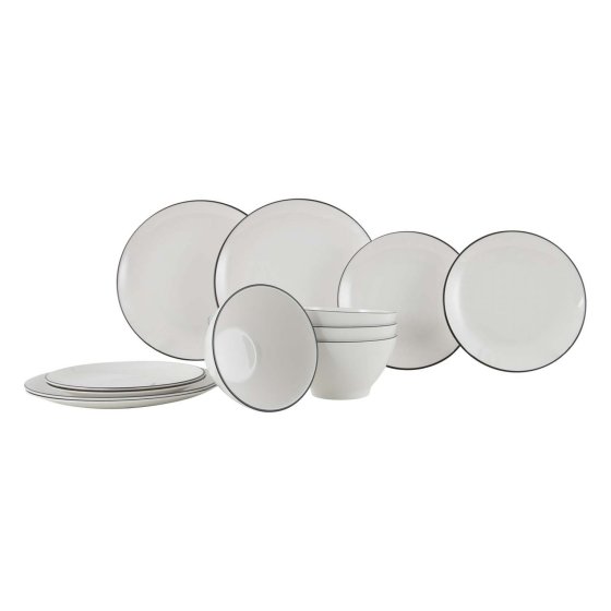 GIMEX Linea Line 12-piece melamine dinnerware set black