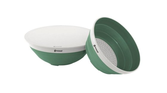 Set Outwell Collaps bol et passoire avec planche à découper Shadow Green