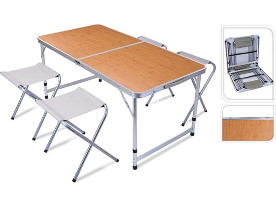 TAFEL + STOELEN BRUIN CAMPINGSET