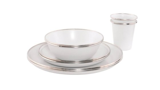 Outwell Delight 2-Personen Emaille-Geschirrset weiß