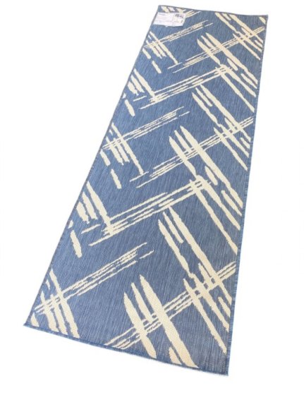 Human Comfort Chatan Outdoor-Teppich 80 x 230 cm blau/weiß