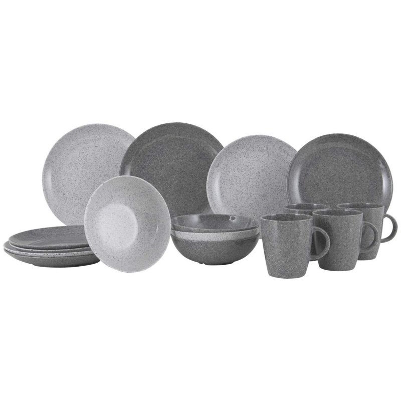 GIMEX Solid Line serviesset 16-delig graniet grijs