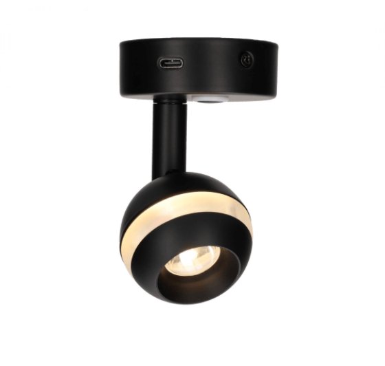 HABA Arsie LED opbouwspot met USB-C PD zwart