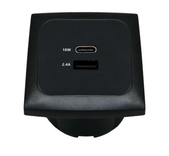 LAADCONTACTD.USB A & C ZWART