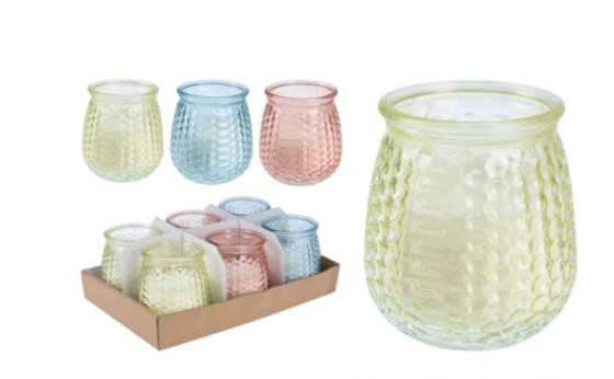 CITRONELLA KAARS IN GLAS ROND ASS.