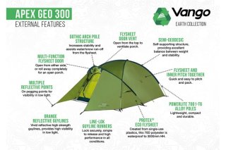Vango Apex Geo 300 semi-geodetische koepeltent 3-persoons groen