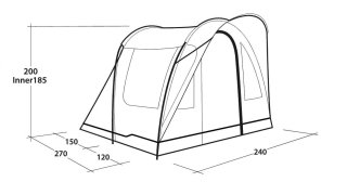 Outwell Sky 2 tente tunnel 2 places avec espace de vie