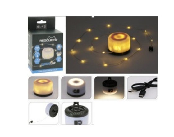 Redcliffs aufladbare Campinglampe mit aufrollbarer LED-Lichterkette 10 m