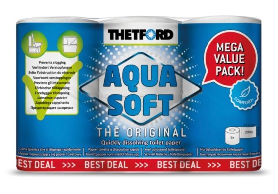Thetford Aqua Soft toiletpapier 6 rollen voor chemische toiletten