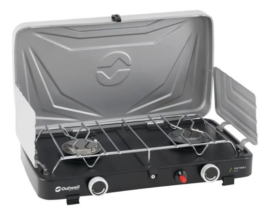 Outwell Katmai Duo 2-burner gas stove with windshields