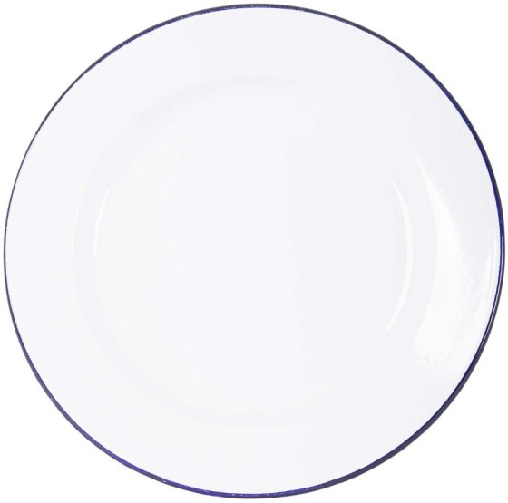 Bo-Camp enamel dinner plate white/blue 26 cm