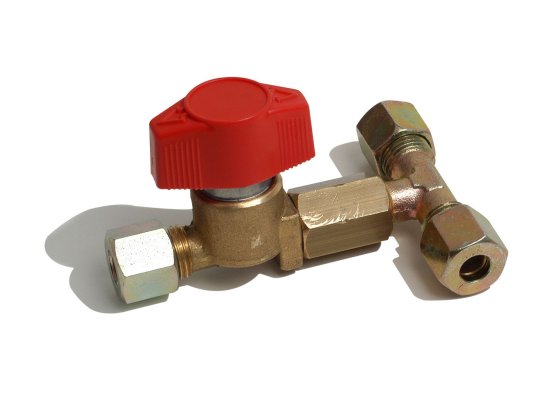 BADE Gas-Verteilhahn mit T-Stück 8 mm